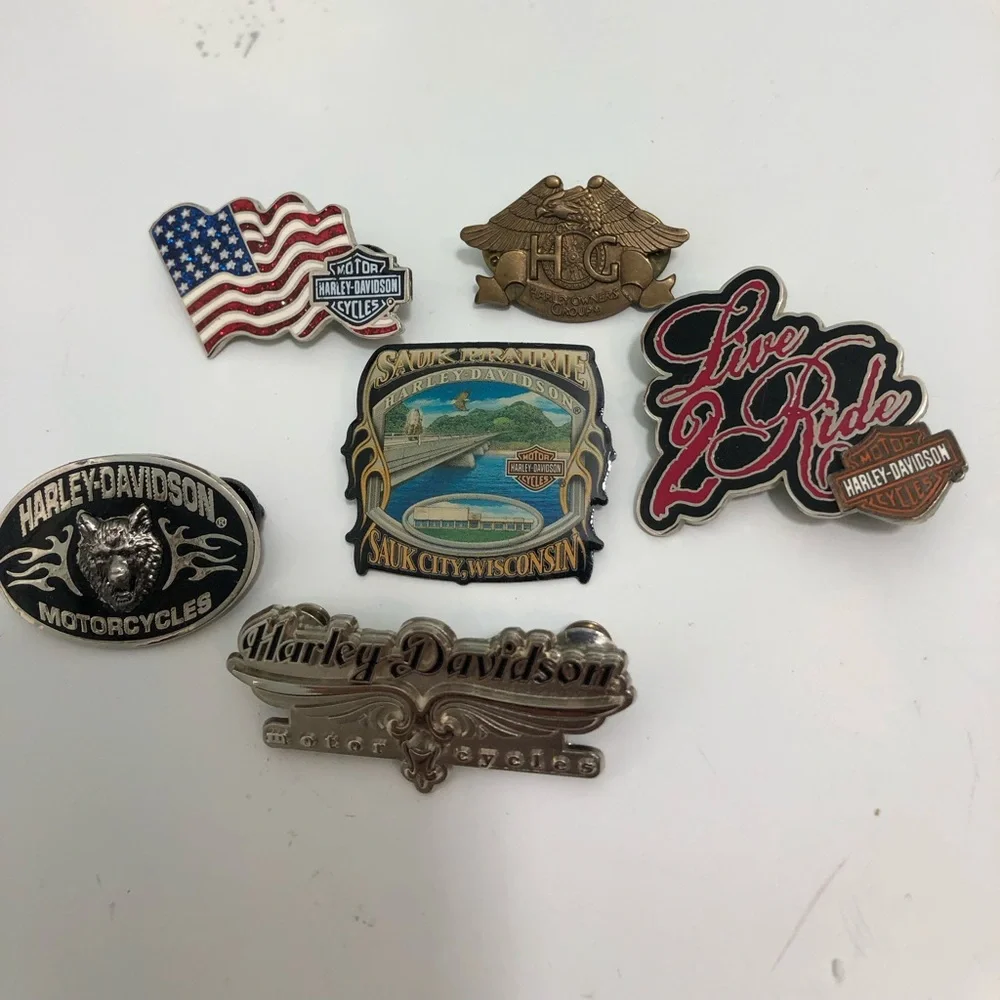 Lot of 6 Vintage Harley-Davidson Motorcycle Lapel Pins Daytona